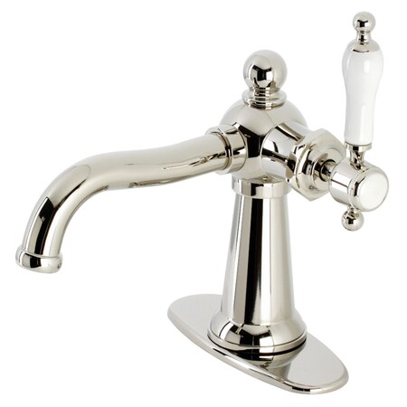 Kingston Brass KSD154KLPN Single-Handle Bathroom Faucet with Push Pop-Up, Polished Nickel KSD154KLPN